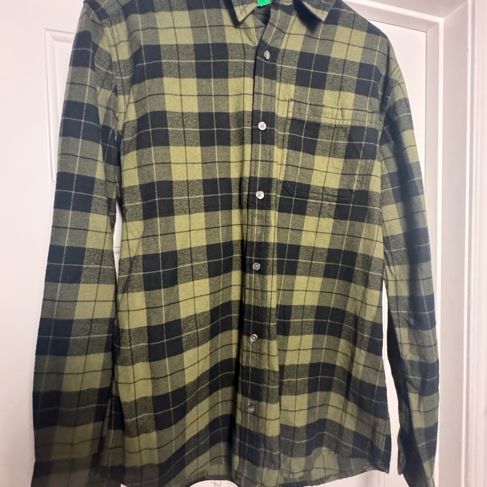 dip Olive and Black Checkered Men's Shirt